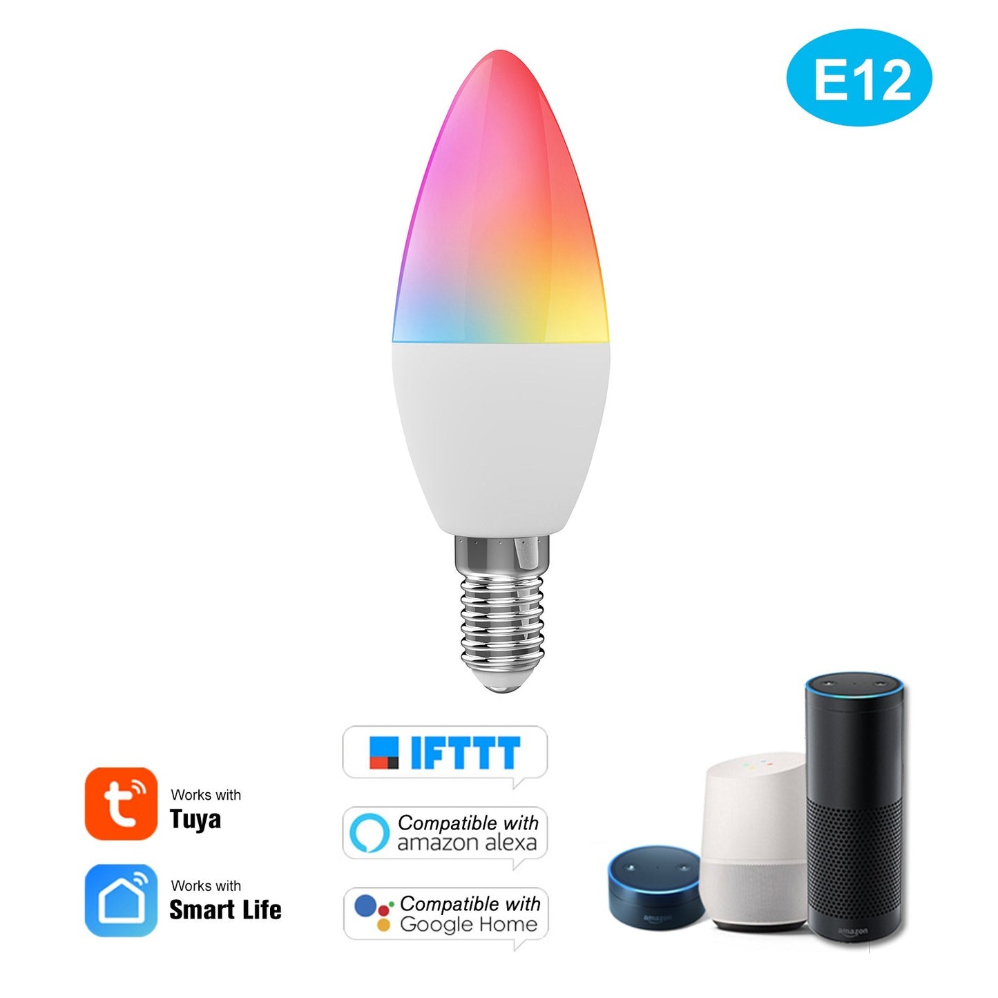 WiFi Smart Bulb RGB+W+C LED Candle Bulb