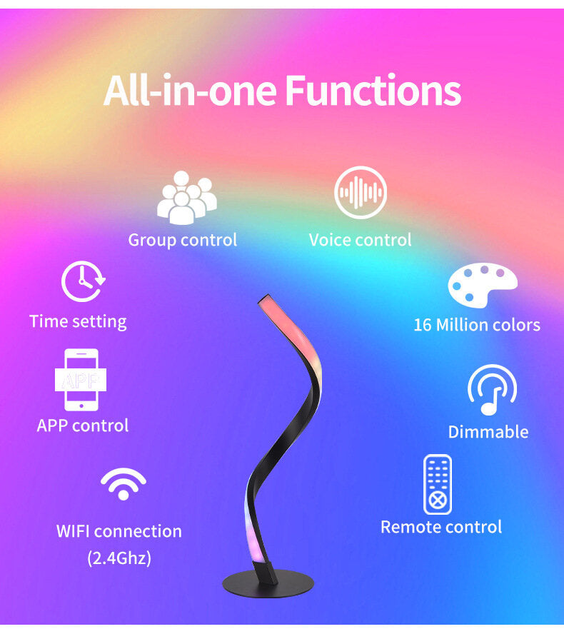 WiFi Spiral Bedside Table Lamp RGB LED Night Light Support Voice Control Tuya Smart Life APP Work With Alexa Google Home